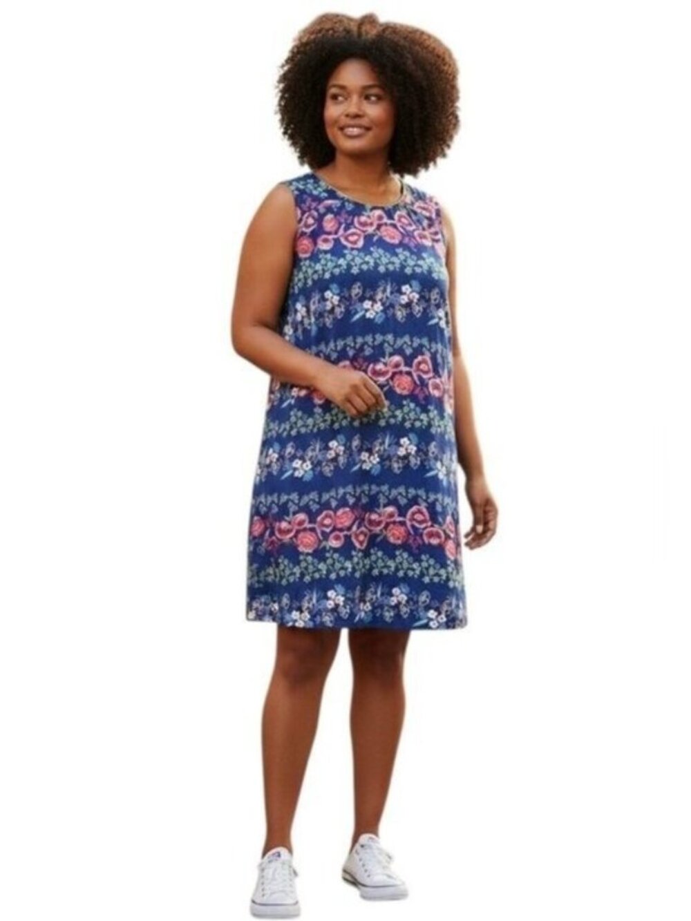 Luxology Sleeveless Floral Shift Dress Blue Size 14